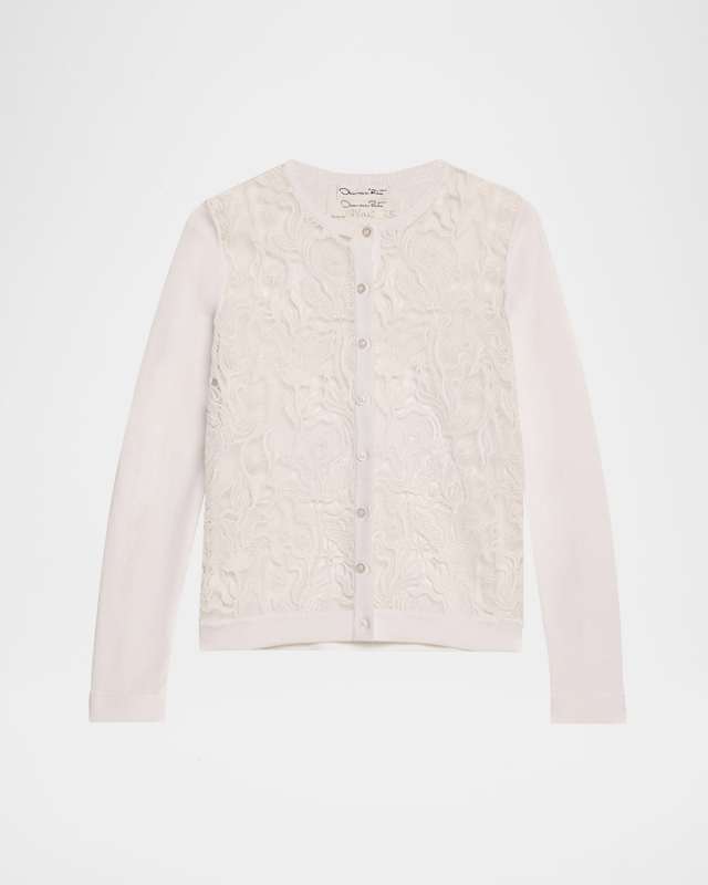 Bellflower Guipure Inset Crewneck Cardigan